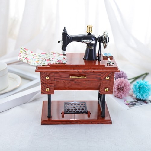 Tipo de pedal Máquina de coser Caja de música Regalo antiguo Juguetes educativos musicales Decoración para el hogar Accesorios de moda