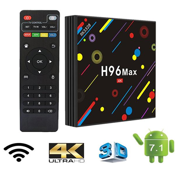 H96 MAX TV Box RK3328 Quad Core 4G + 32G Android 7.1 HD Smart TV Box Dual-WiFi BT4.0 Smart Media-Player