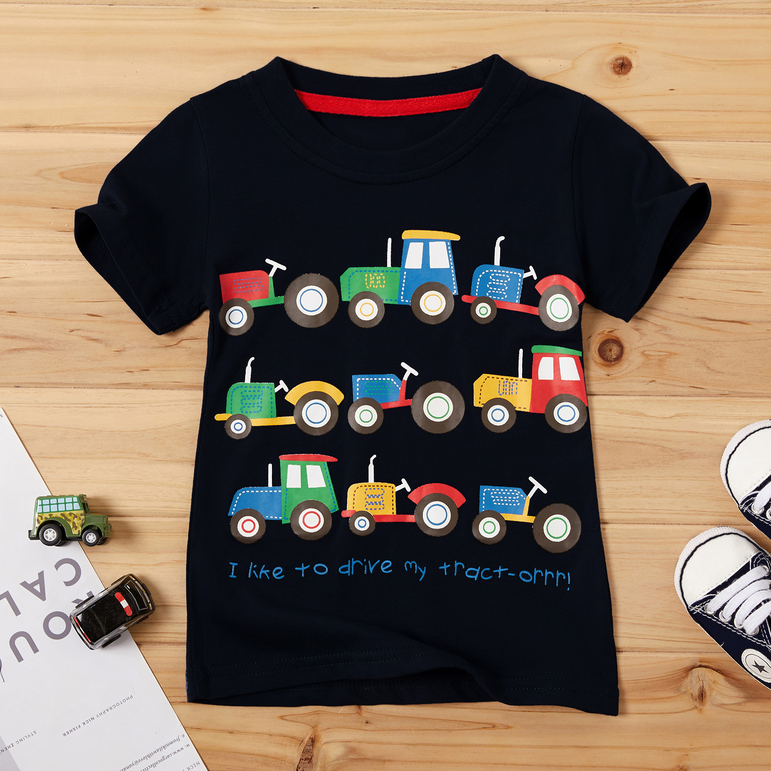 Lovely Tractors Print Short-sleeve Tee for Baby and Toddler Boys