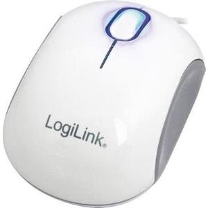 LogiLink Cooper Mini - Maus - optisch - 3 Tasten - kabelgebunden - USB - Weiß/Grau