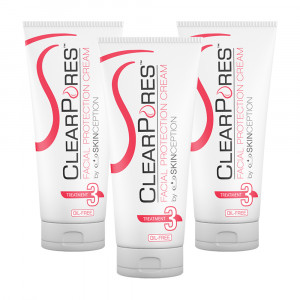 ClearPores Facial Protection Cream - feuchtigkeitsspendende Formel - 113ml Hautanwendung - 3er Pack