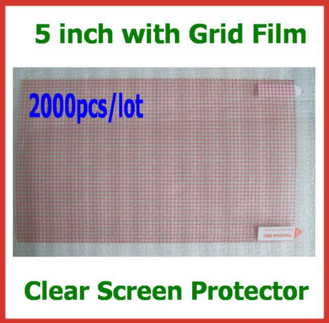 2000pcs 5 inch CLEAR Screen Protector Universal with Grid No Retail Packaging Size 115x65mm for Mobile Phone MP3 MP4 Camera Protective Film