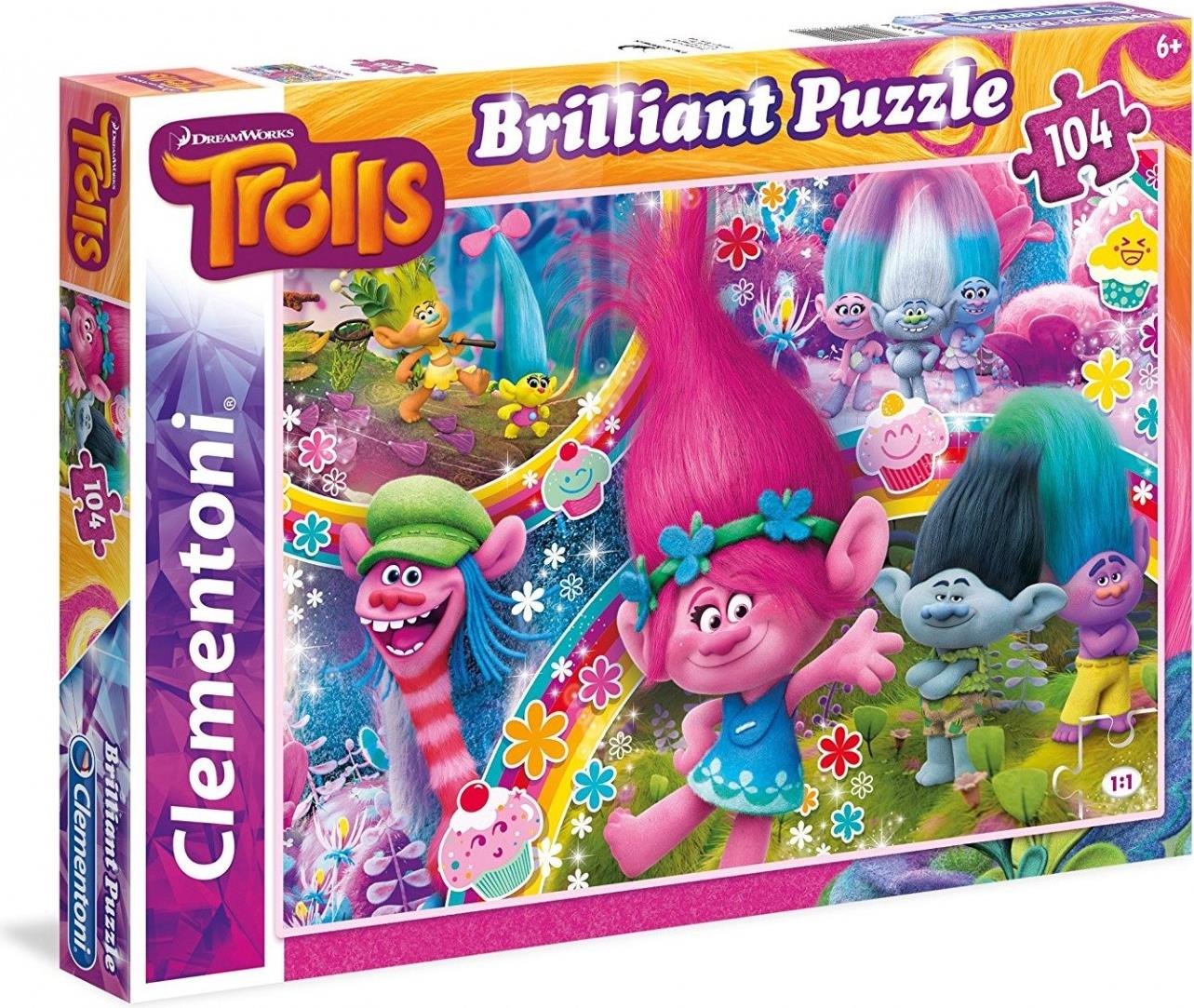 Clementoni PUZZLE BRILLIANT 104 EL Trolls 20144 (20144 / 8005125201440)