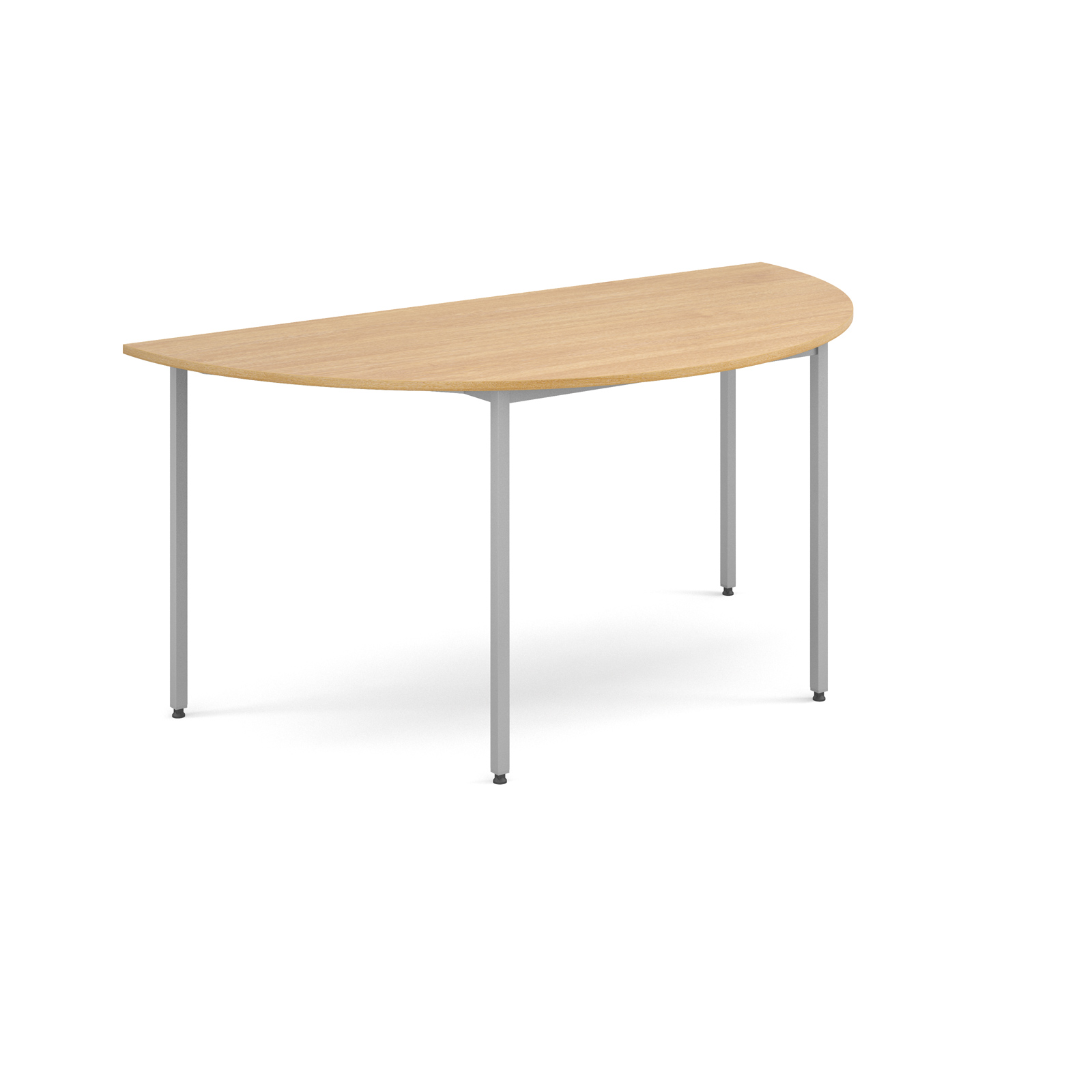 Semi circular flexi table with silver frame 1600mm x 800mm - oak