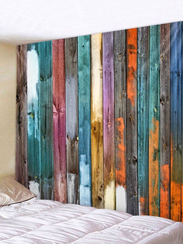 Colorful Wood Board Print Tapestry Wall Hanging Art Decor