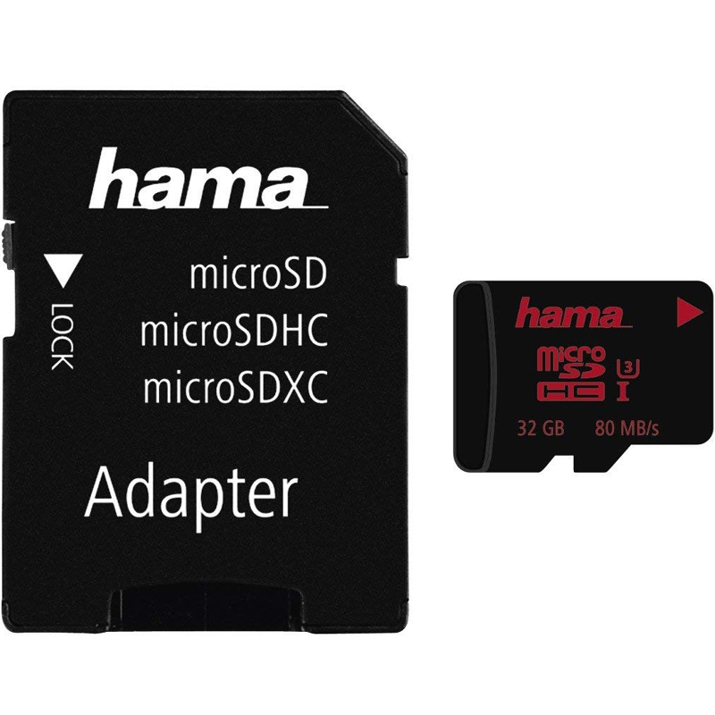 Hama 32GB Micro SDHC UHS Speed Class 3 UHS-I 80MB/s + Adapter
