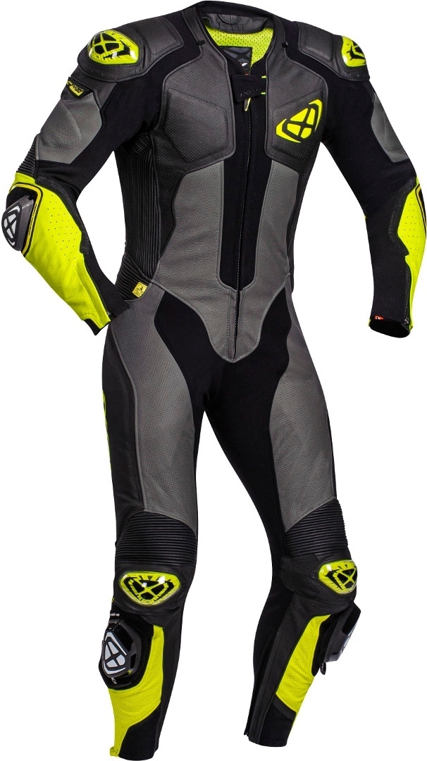 Ixon Vendetta Evo One Piece Motorcycle Leather Suit, black-yellow, Size 3XL, black-yellow, Size 3XL
