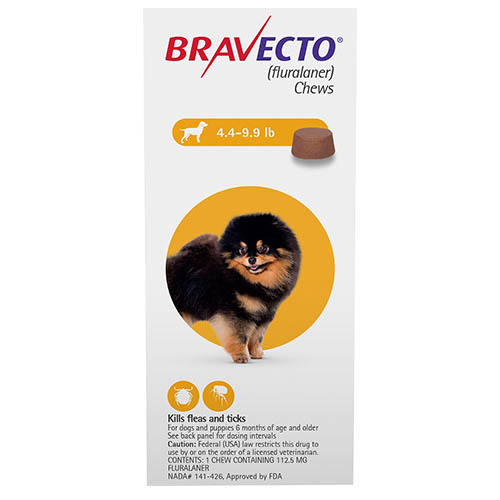 Bravecto For Toy Dogs 4.4 To 9.9 Lbs (Yellow) 2 Chews