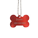 Personalizada Regalos de hueso Forma Nombre Red Id Pet Tag con la cadena para perros