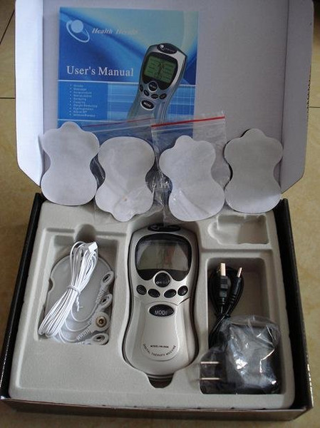 lcd tens unit acupuncture digital therapy machine massager pain therapy +4 pads+4-way wires with ac adapter