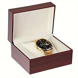 boîte de rangement pour montre unique de couleur unie, boîte de rangement pour cadeaux, boîte de montre en bois mat, boîte d'emballage de stockage, boîte de rangement portable pour affichage de Lightinthebox