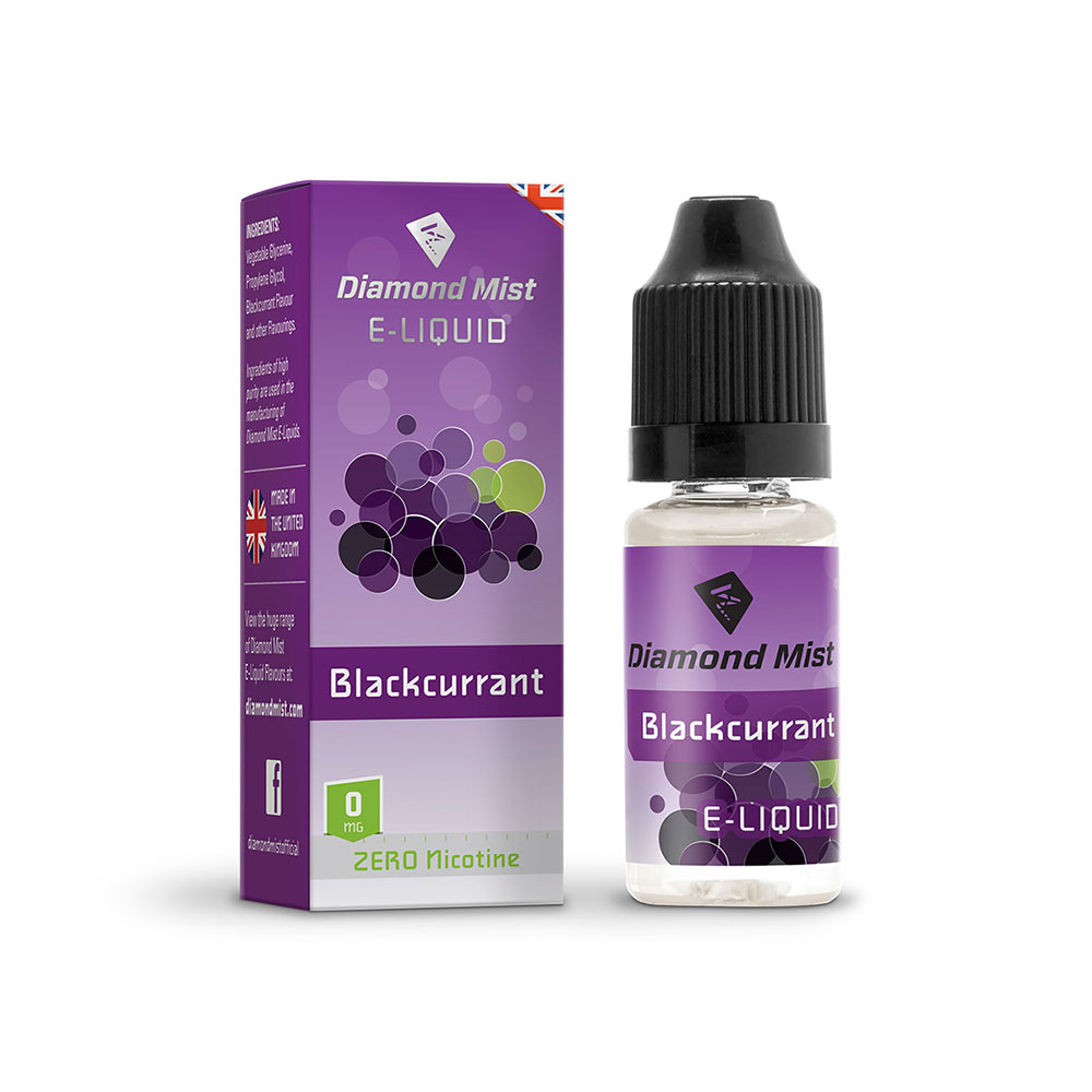 Diamond Mist E-Liquid Blackcurrant Flavour 10ml -  0mg Nicotine Free