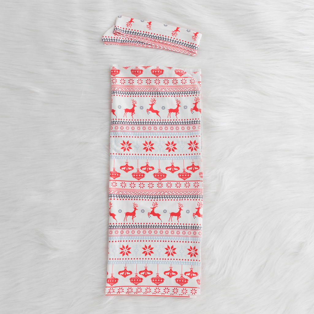 Reindeer Print Christmas Baby Blanket Swaddle