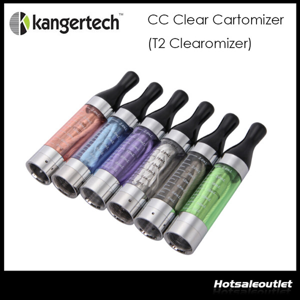 Original Kanger T2 Atomizer 2.4ML CC Clear Cartomizer with Rebuildable Coils Long Wick Coil Head