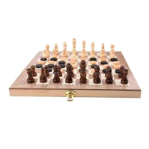 Jeu d'échecs en bois pliant trois-en-un échiquier en bois massif dames d'échecs costume gomoku