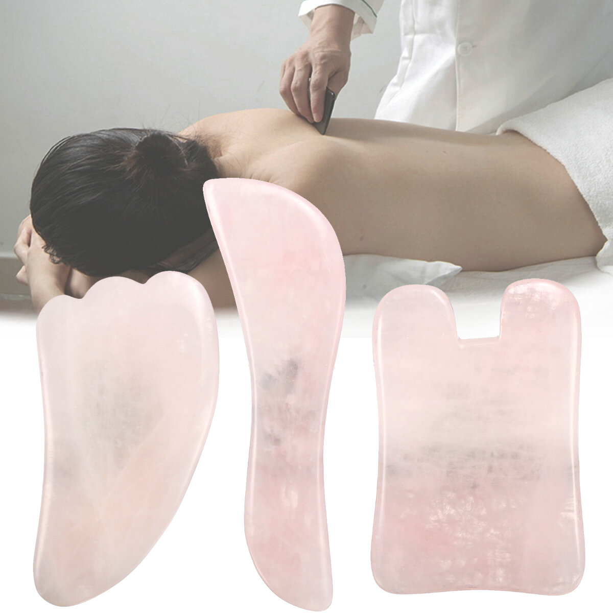 3 Stk. Natürlicher Jadestein Gua Sha Manuelles Massagegerät Health Beauty Facial Massage Board