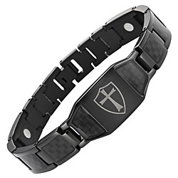 Men's Black Titanium Magnetic Bracelet Knights Templar Cross Shield Black Carbon Fiber Adjustable Lightinthebox