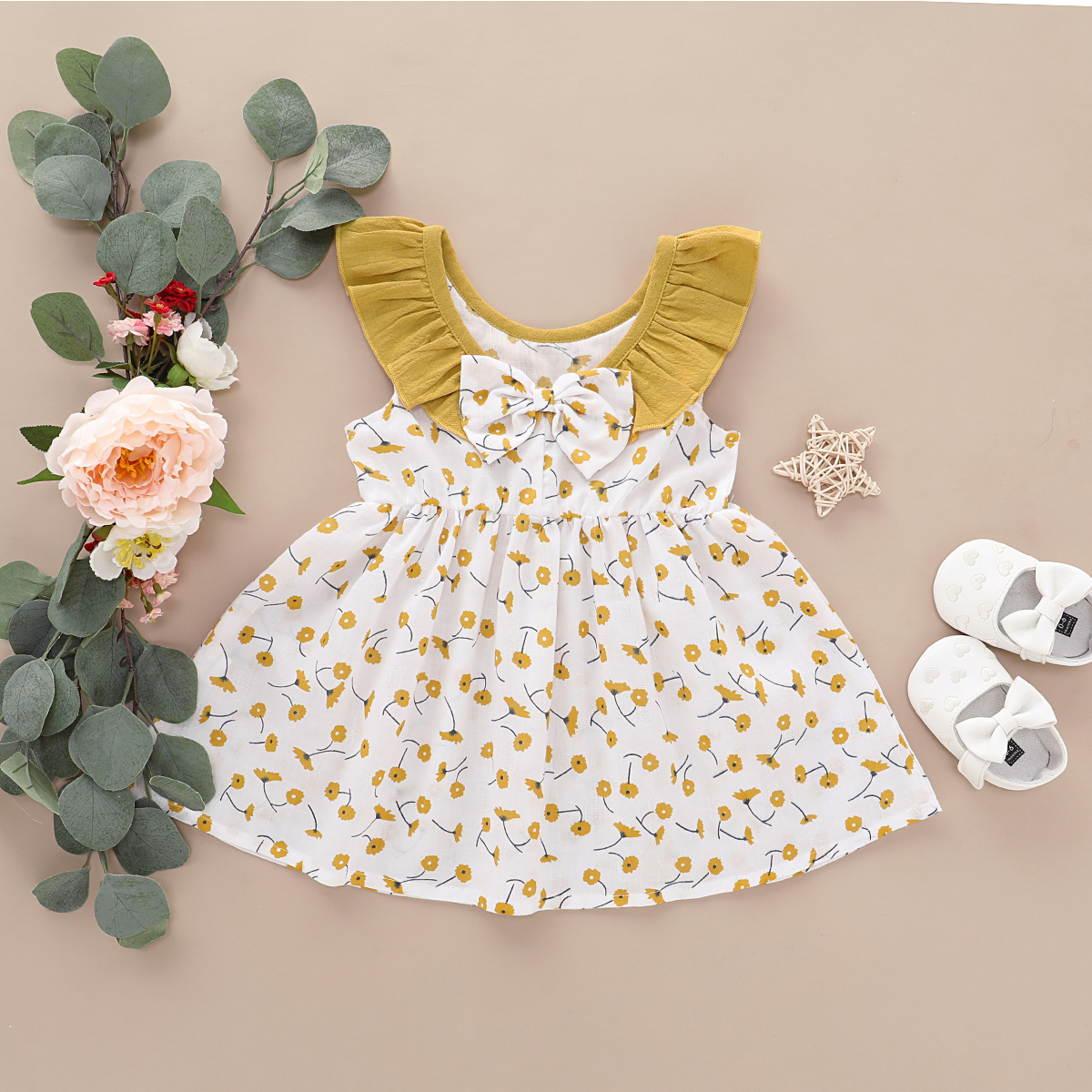 Baby / Toddler Flounced Sleeve Floral Dress