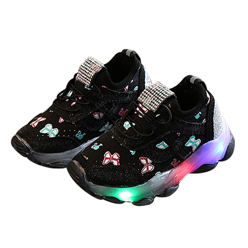Toddler / Kid Butterfly Allover LED Athletic Shoes