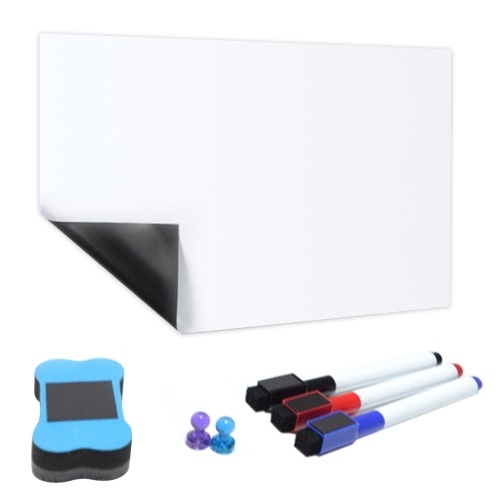Einstellbares weichmagnetisches Whiteboard-Set 1pc Board + 1pc Dry Eraser + 3pcs Marker Pens + 2 Nägel Reversible Whiteboard für Home Office Schule
