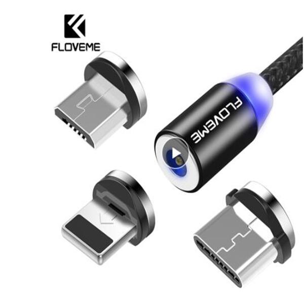 floveme magnetic cable charger micro usb type c lighting cable 2a fast charging charge usbc/type-c wire for iphone samsung cable