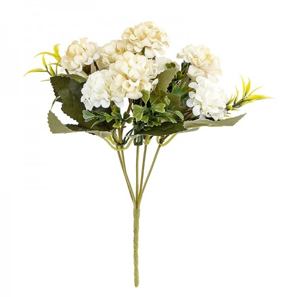 Blütenbusch, Hortensien 1, 27cm hoch, 9 große Blüten Ø 4cm, weiß