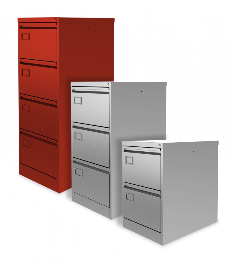 Executive Lockable Filing Cabinet- 4 Drawers- Red