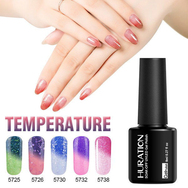 huration 29 colors changing gel polish semi-permanent 8ml temperature chameleon uv glitter gel varnish soak-off manicure design