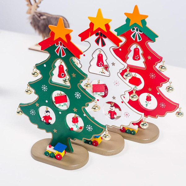 christmas tree ornament mini painted christmas tree decorations wooden card new year decorations for home child gift 3