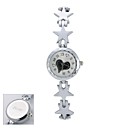 Cadran blanc Silver-tone des femmes cadeau personnalisé bracelet étoiles de style  Motif d'amour gravé Montre analogique