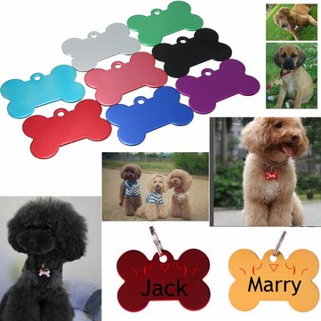 Pet Cat Dog ID Tag Personalized Bone Shape Pet Name ID Tags Collar