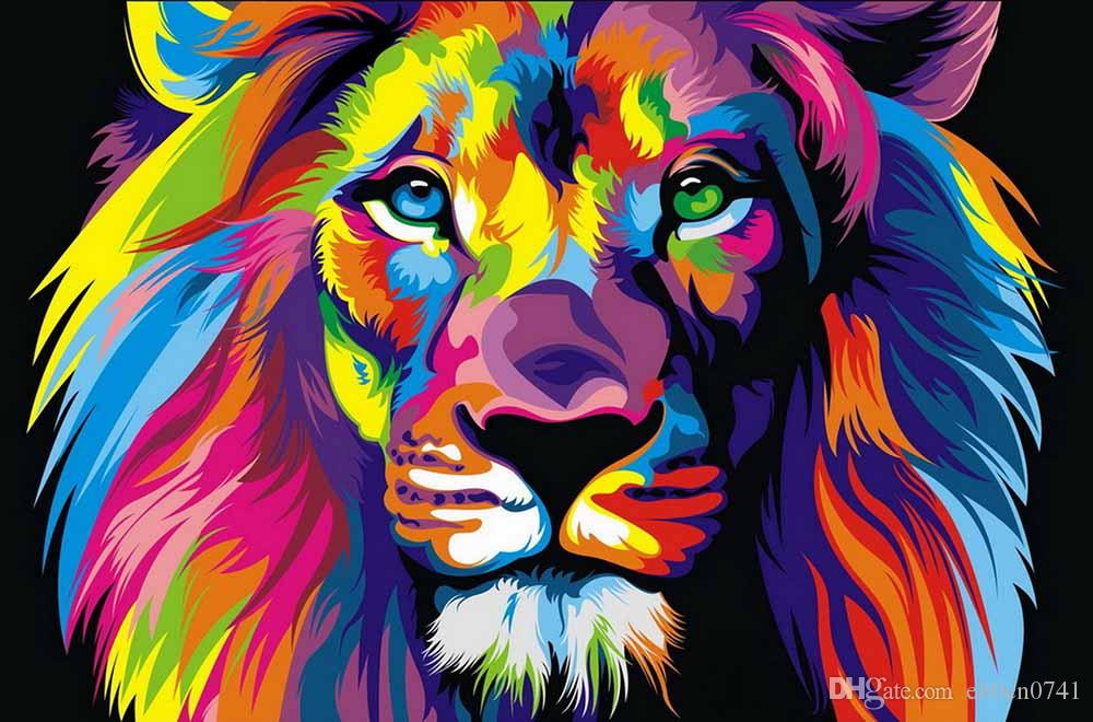 Home Office Decoration Living Room Art Wall Decor HD Prints Animal Color Lion King Oil Painting Pictures Printed On Canvas