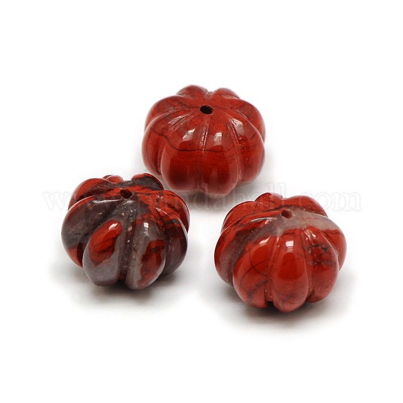 Natural Red Jasper Pumpkin Beads, 20x15mm, Hole: 1mm