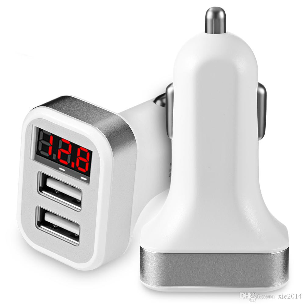 Max 2.1A Car Charger LCD Display Dual USB Port for iPhone iPad Samsung Xiaomi Phone Charging Adapter Car-charger Double USB