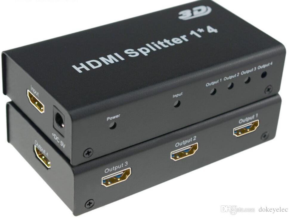 4 Port Hub Repeater Amplifier 1080P 3D HDMI Splitter Switcher 1x4 For PC DVD HDTV PS3 PS4 XBOX