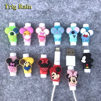 Cute Cartoon Mickey Minnie Cable Protector For iPhonex 4 5 6s 7 8 USB Charging Data Line Cord Protector Case Cable Winder Cover