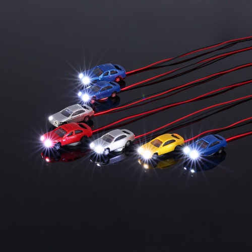 10 Pieces Flaring Light Model Cars Painted Head Light Model Car with Wire Miniature Damara Train Layout 1:150 Scale