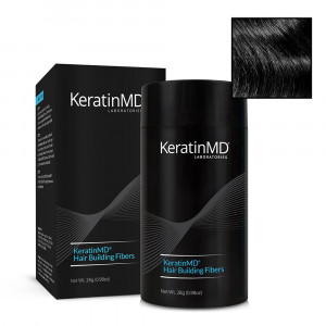 Hair Building Fibers - Black - Topical Organic Keratin & Silica - 28g Long Lasting Powder
