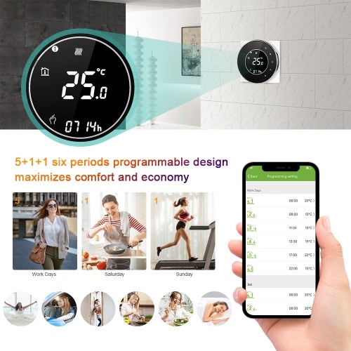 95-240 V Wi-Fi Smart Thermostat Programmierbarer Temperaturregler für elektrische Heizungsthermostate