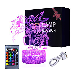 Unicorn 3D Night Light for Kids Illusion Lamp Kids Night Light 7 Colors Changing with Timer Lamp Smart Touch Remote Control Unicorn Toys Party Supplies as Birthday Gift Idea for Girls Boys Lightinthebox