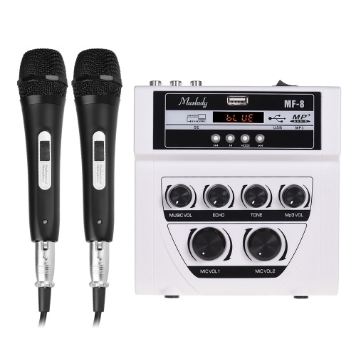 Muslady MF-8 Mini-Sound Audio-Mixer Stereo-Echo-Mixer Dual-Mic-Eingänge unterstützen BT-Aufnahme MP3-Funktion