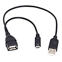 Micro USB 2.0 Adaptateur de câble OTG hôte 5 broches avec alimentation USB pour téléphone portable Tablette PC Téléphone mobile Câble de lecteur de disque externe U