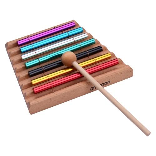 Ammoon carillons de table carillon de méditation cloche à vent colorée enfants jouet musical éducatif Instrument de Percussion avec maillet