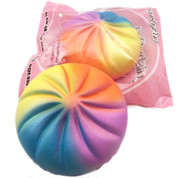 Squishyfun Rainbow Bun Colorful Jumbo 13cm Squishy Slow Rising With Packaging Collection Gift Toy