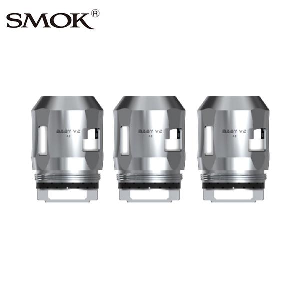 3 x Smok Baby V2 A2 Dual Coil 0.2ohm 70W-120W Replacement Coil Head (3pcs-Pack) - Silver Stainless SS