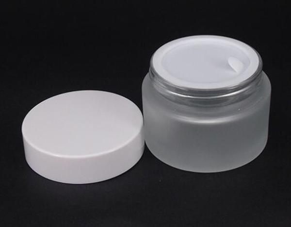 frosted clear glass jar 5g 10g 15g 20g 30g 50g cosmetic cream wax container stash storage with white lid custom logo