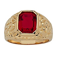 men's 14k yellow gold plated emerald cut simulated red ruby nugget style ring size 9 Lightinthebox