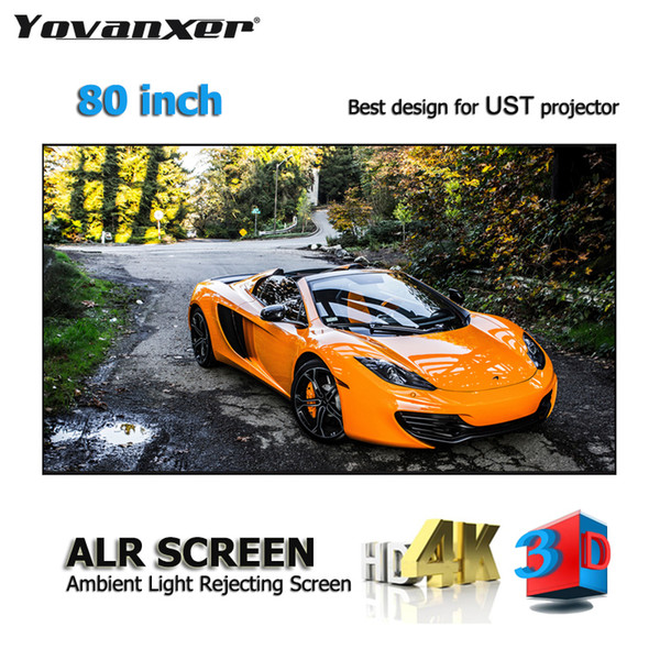 80 inch ambient light rejecting alr projection screens ultra-thin border frame specialize for kinds of laser ust projectors