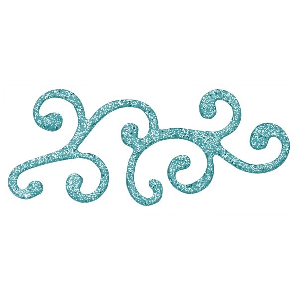 Glitzer-Ornamente, 25er Set, 2,5x5,5cm, türkis