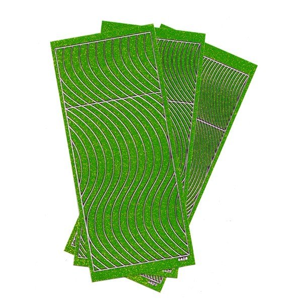 Microglitter-Sticker, Schwung-Linien, 3 Bogen, hellgrün